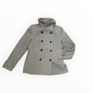 H&M Light Gray Pea Coat • High Collar • Double Breasted • Size 10